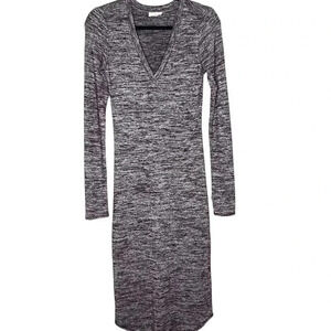 Wilfred Free Lisiere Marled Brown Bodycon  Long Sleeve Midi Dress Size Small